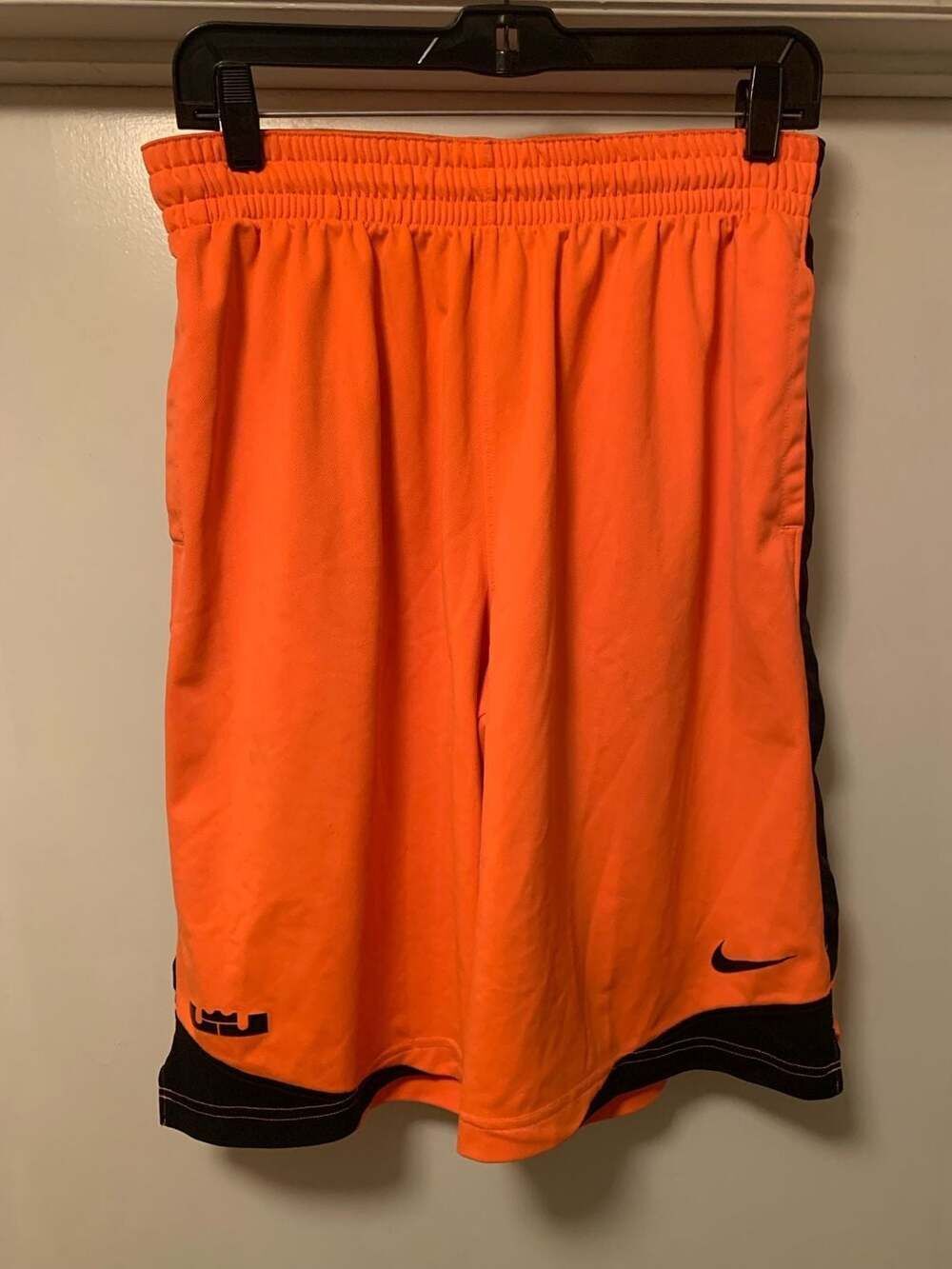 Nike LeBron James Dri-FIT Basketball Athletic Shorts Orange/Black Sz MED